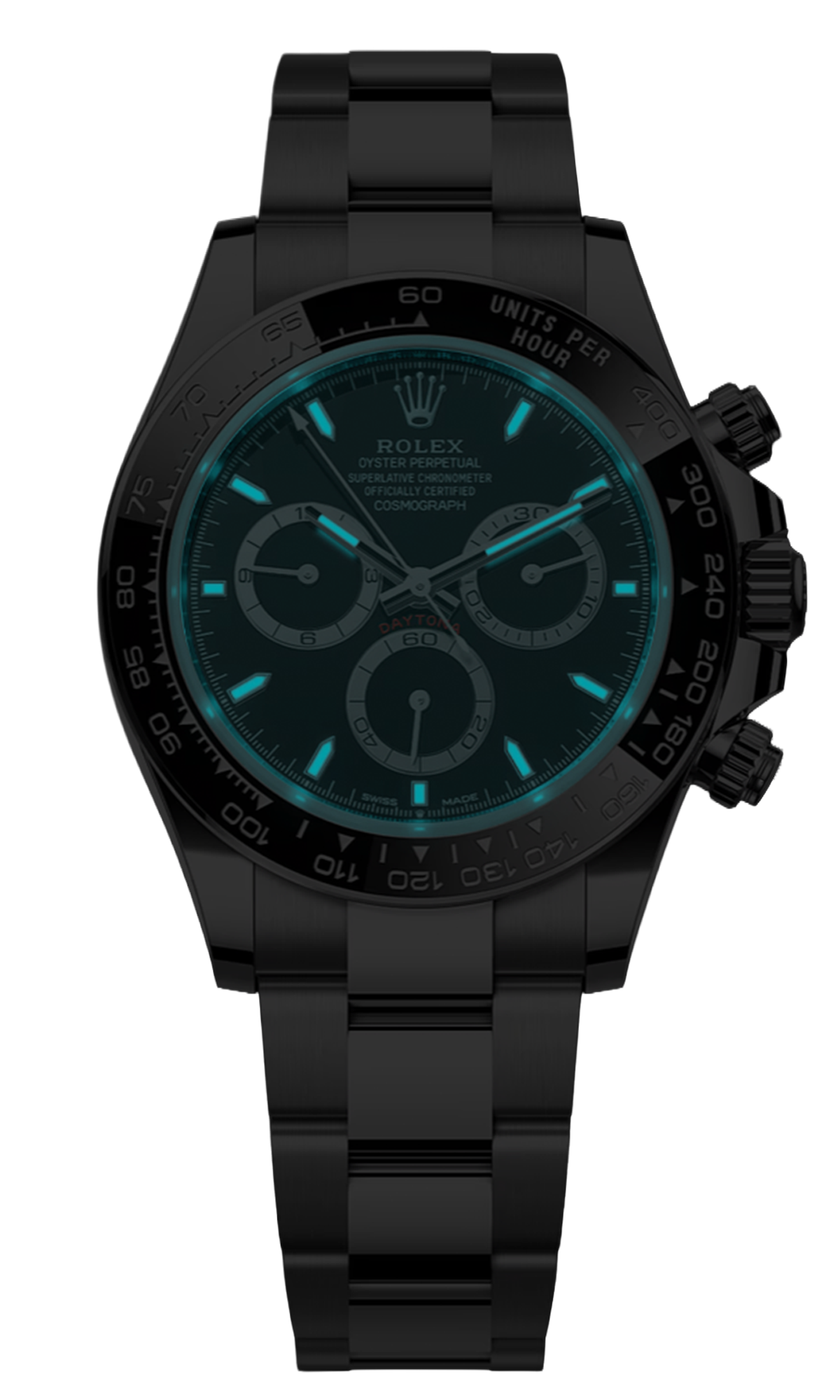 Rolex Daytona — mode nuit luminescente